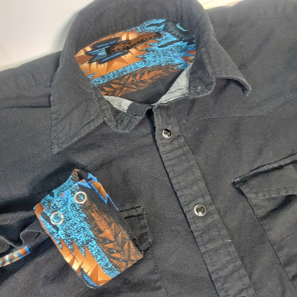 Canyon Guide Outfitters Men's Black Western Southwestern Shirt Size Medium Read!